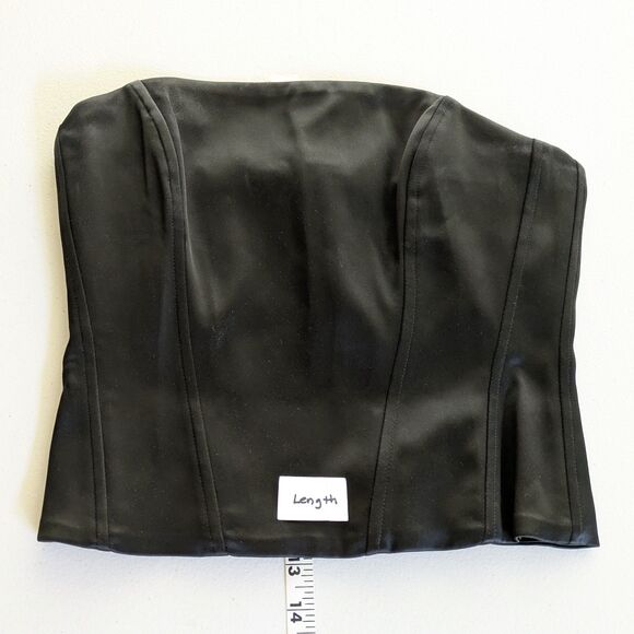 Aritzia Ten Castle Black Satin Bustier Corset Top S Boning Full Zip Strapless - Picture 13 of 13